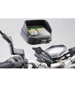 SW MOTECH Uniwersalny uchwyt GPS Navi zestaw z Etui Pro M na kierownice Ø 22, 28 mm, 1 cal.