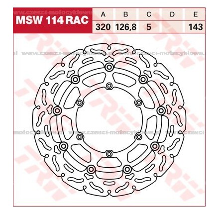 Tarcza hamulcowa TRW, pływająca, tuningowa RAC kod: MSW 114 RAC