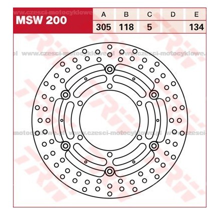 Tarcza hamulcowa TRW, pływająca kod: MSW 200