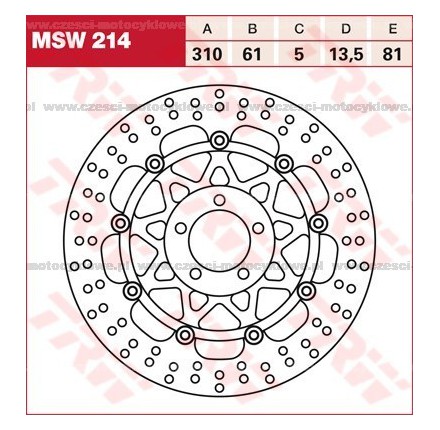 Tarcza hamulcowa TRW, pływająca kod: MSW 214