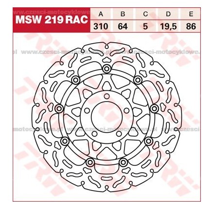 Tarcza hamulcowa TRW, pływająca, tuningowa RAC kod: MSW 219 RAC