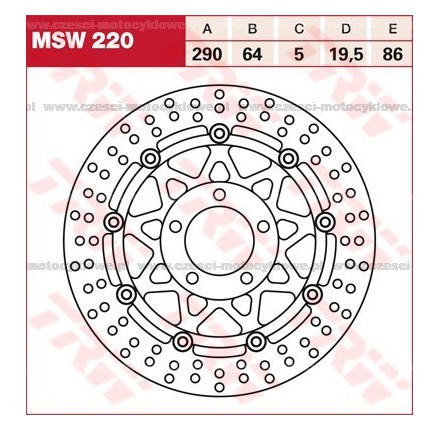 Tarcza hamulcowa TRW, pływająca kod: MSW 220