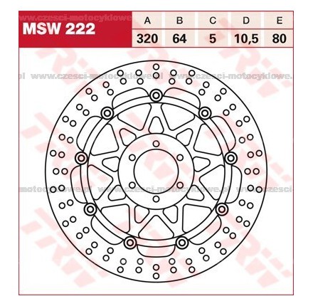 Tarcza hamulcowa TRW, pływająca kod: MSW 222