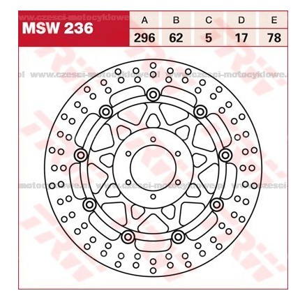 Tarcza hamulcowa TRW, pływająca kod: MSW 236