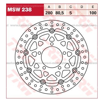 Tarcza hamulcowa TRW, pływająca kod: MSW 238