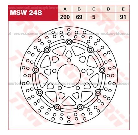 Tarcza hamulcowa TRW, pływająca kod: MSW 248