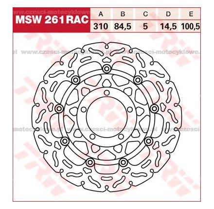 Tarcza hamulcowa TRW, pływająca, tuningowa RAC kod: MSW 261 RAC